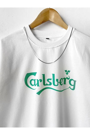 Men'S Oversize Calsberg Printed Crew Neck T-Shirt
