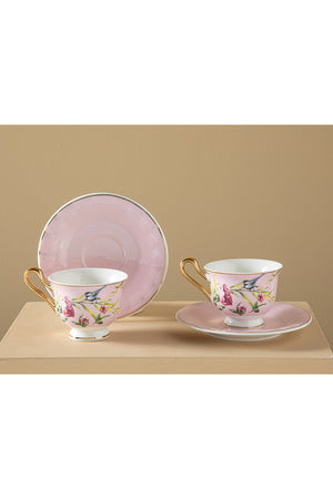 Vanilla New Bone China 4 Piece Coffee Cup Set For 2 Persons 90 Ml Light Pink