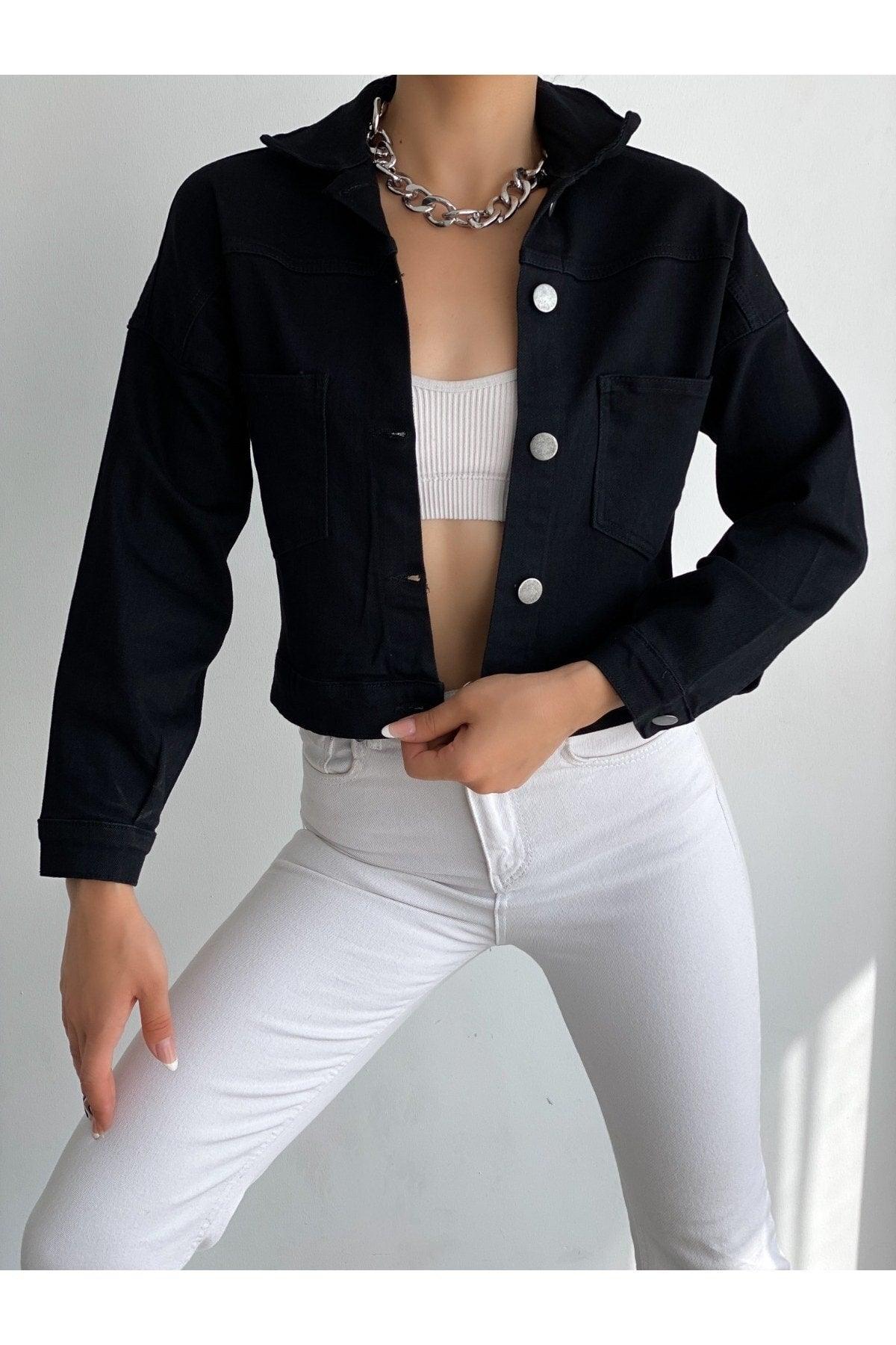 Black Crop Denim Jacket Zyn-58080 - Swordslife