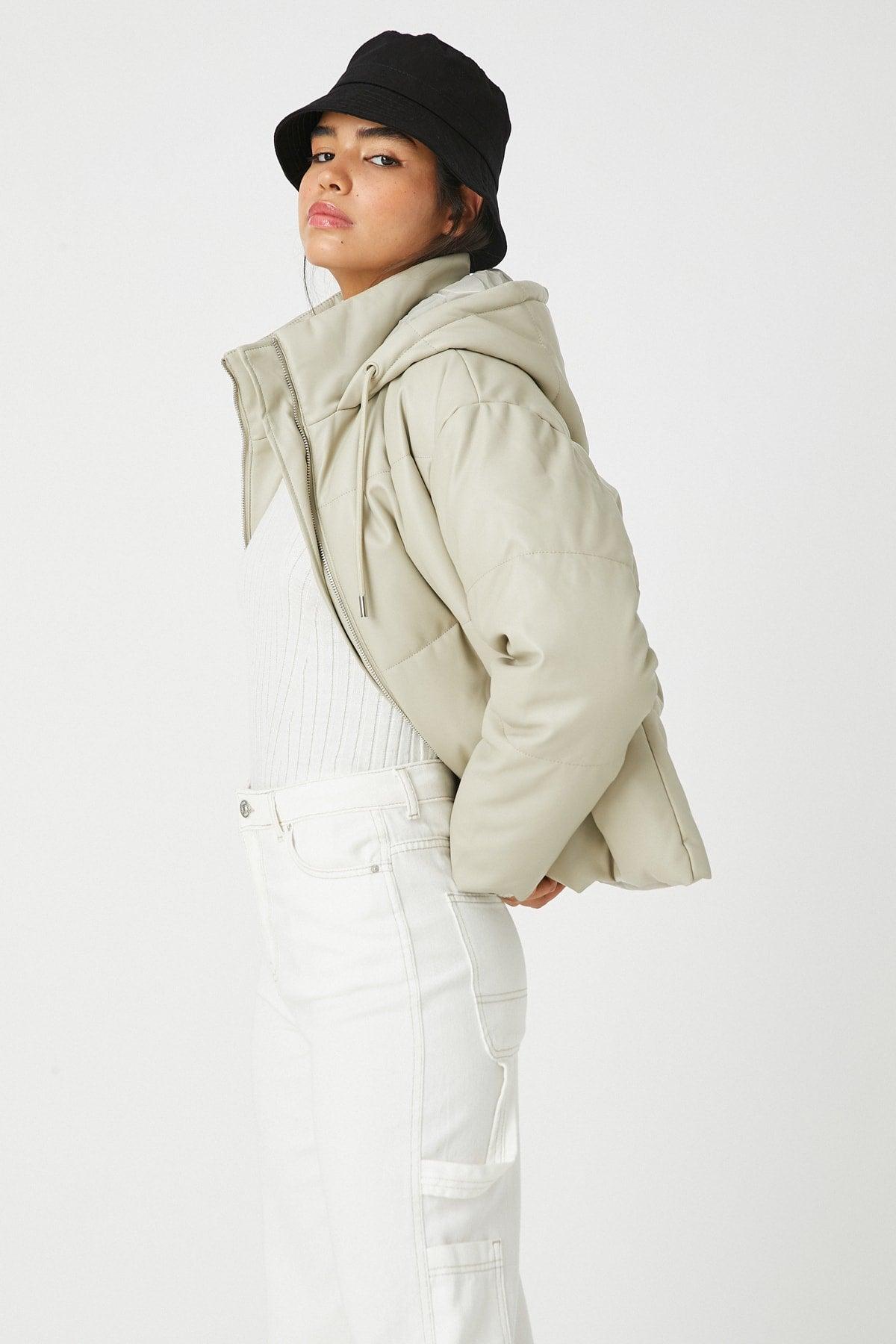 Women's Beige Jacket 3WAL20018IW - Swordslife