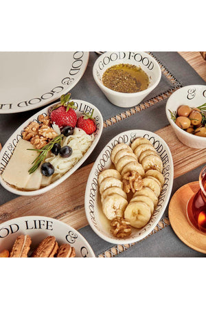 Motto Ceramic Boat Presentation Plate (10X17 Cm)