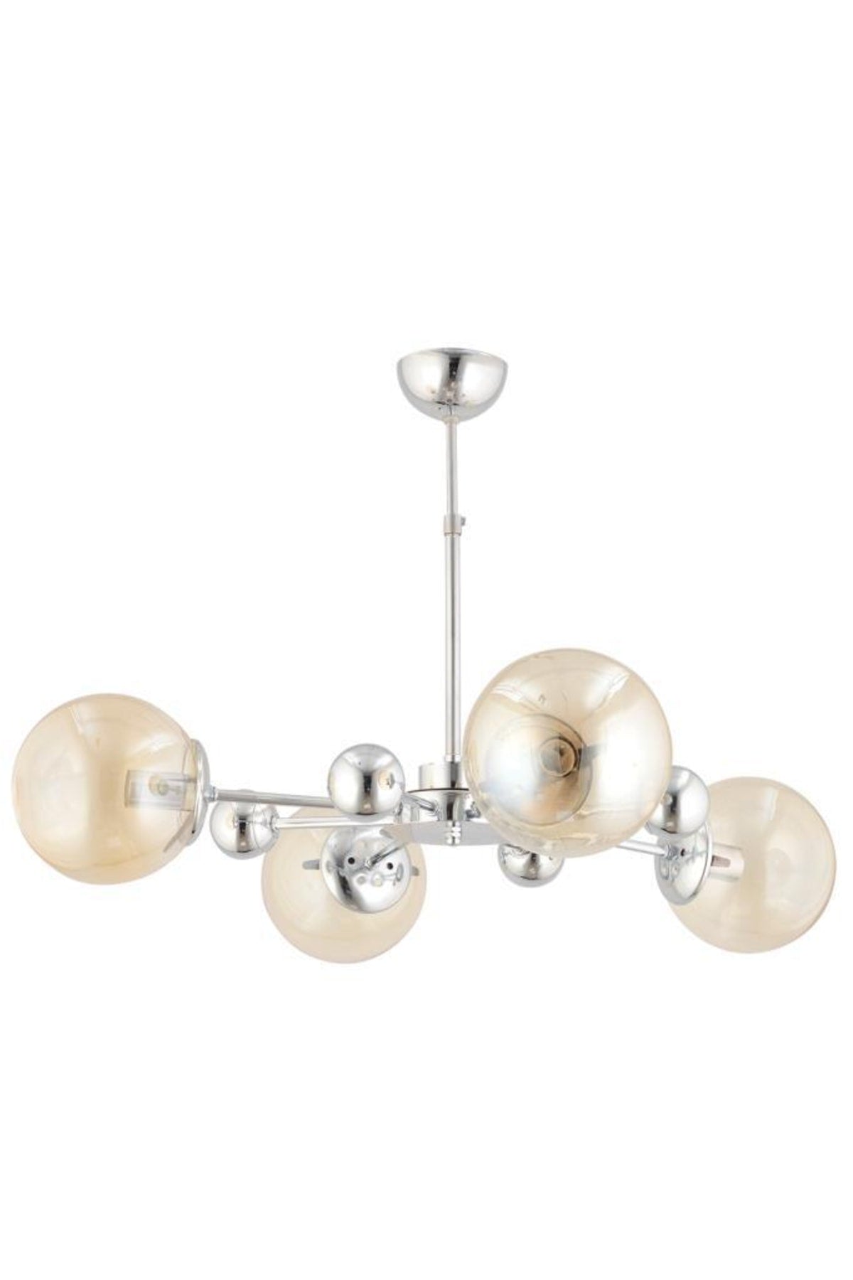 Nairobi 4-Piece Silver Yellow Globe Glass Chandelier