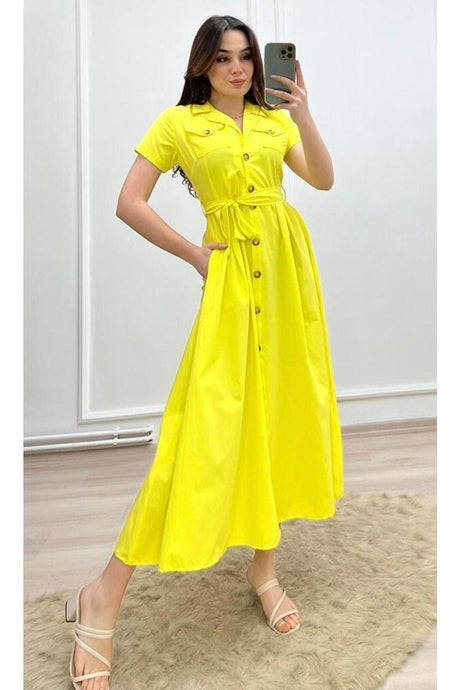 Short Sleeve Button Dress - Swordslife