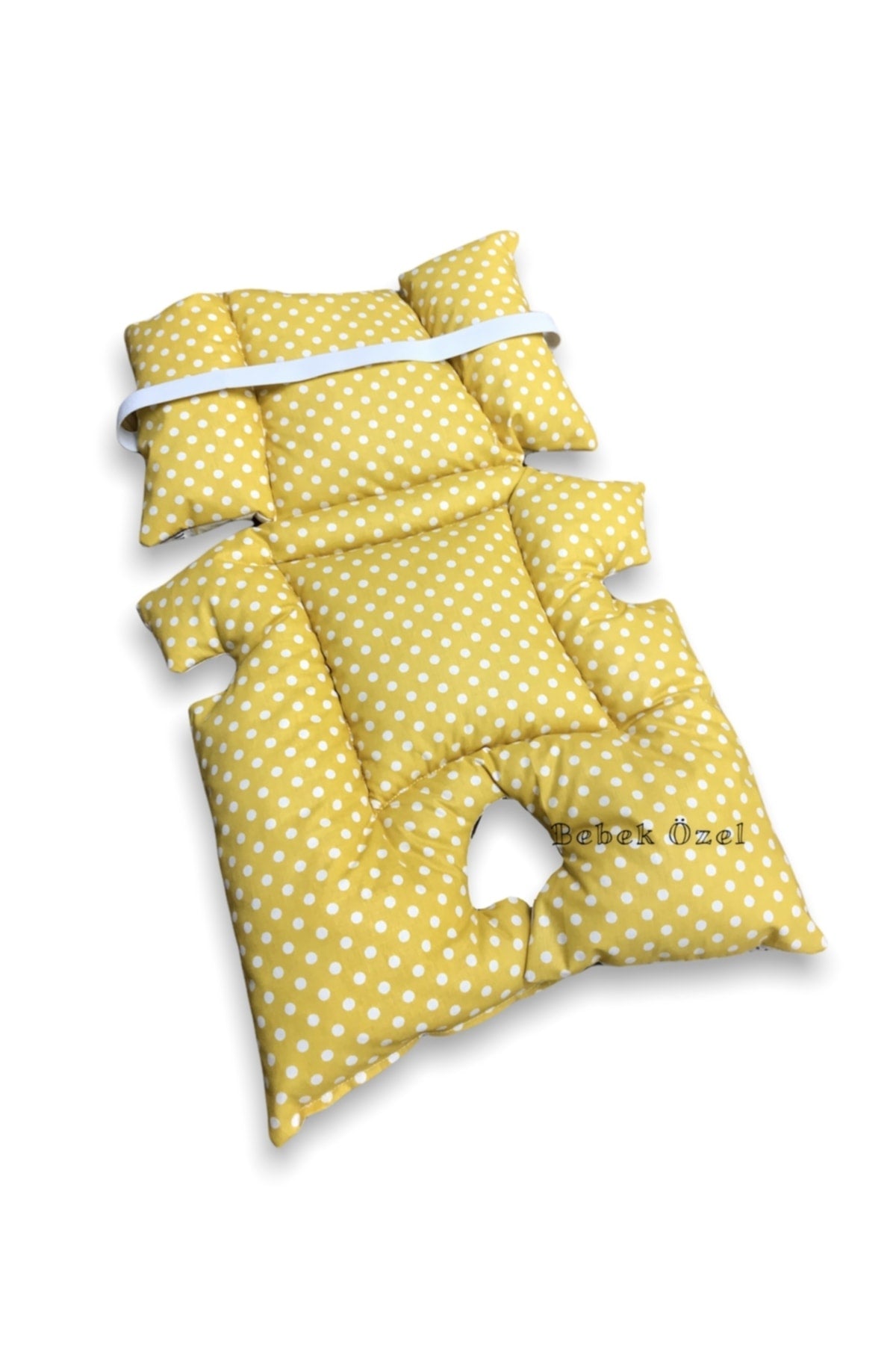 Baby Stroller And Baby Carriage Cushion Waist Supported Yellow Moon Star Polka Dot Patterned