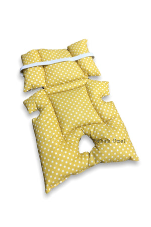 Baby Stroller And Baby Carriage Cushion Waist Supported Yellow Moon Star Polka Dot Patterned