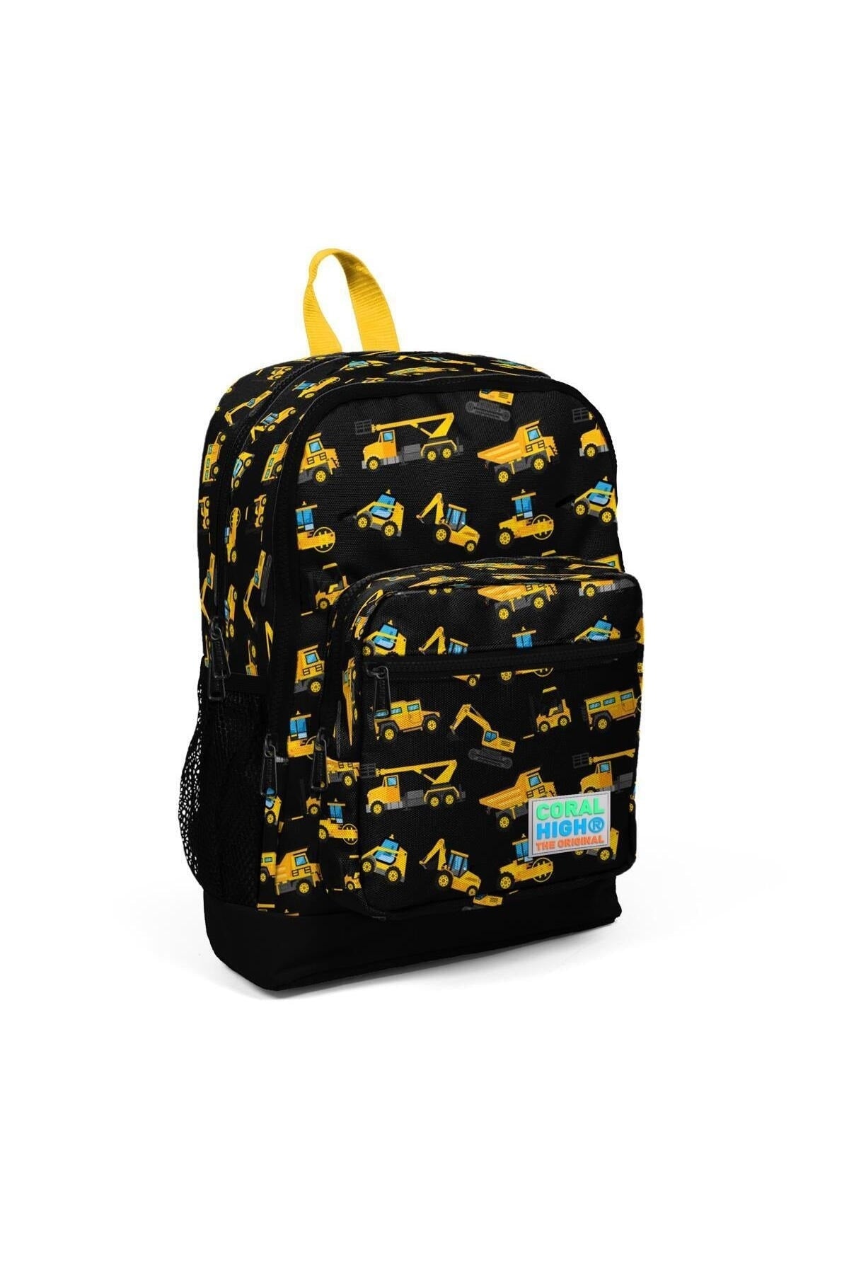 Kids Black Yellow Business Machine Patterned Usb 3 Pcs School Bag Set Set0123288