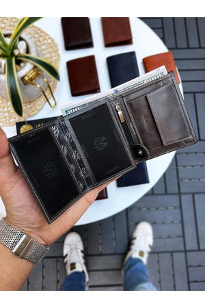 Luna Genuine Leather Handy Coin Holder Kibar Men'S Wallet Crazy Gray
