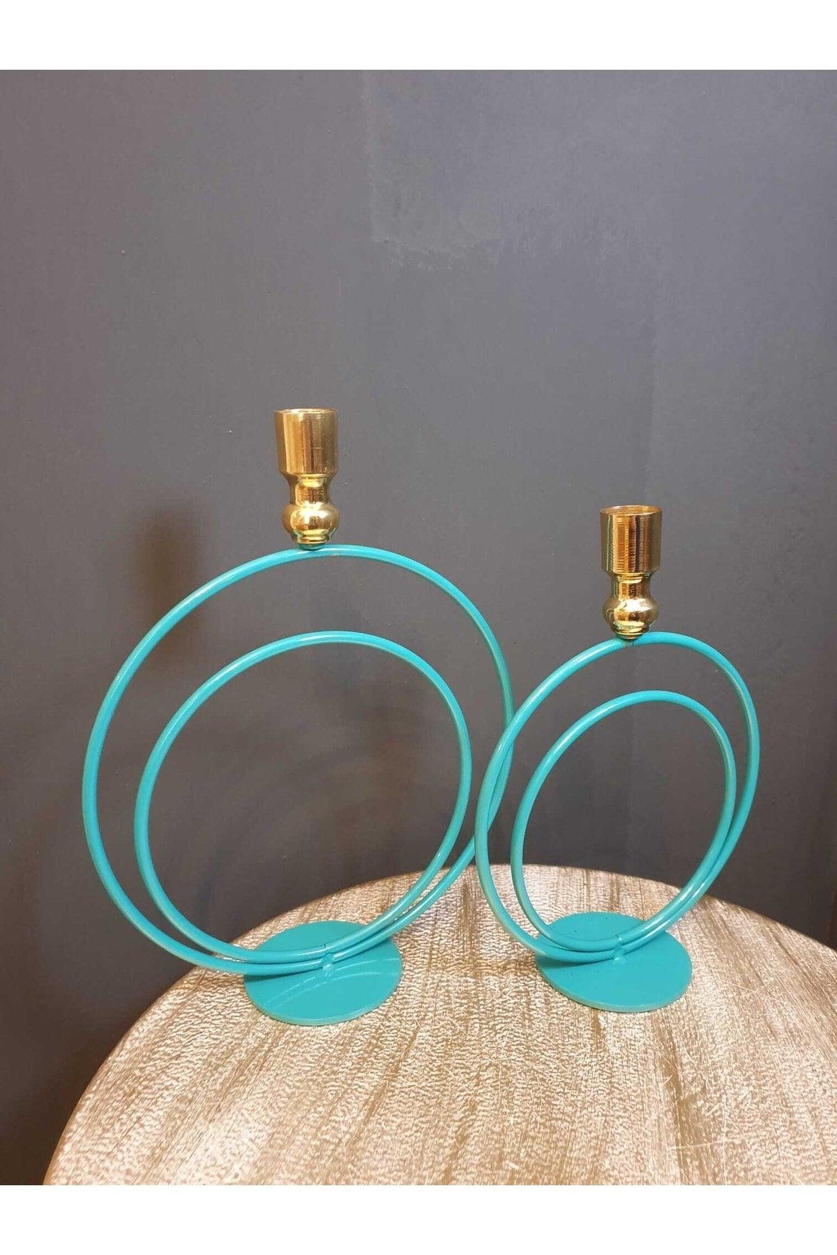 Alvina Turquoise/gold Binary Candlestick - Swordslife