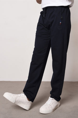 Navy Blue-Grey Men'S Zipper Pocket Embroidery Detailed Straight Leg Relaxed Cut 2-Pack Of Sweatpants