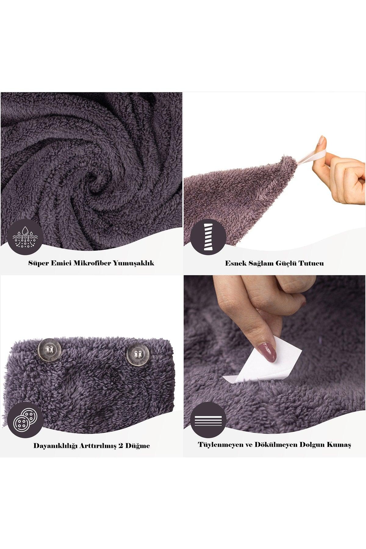 3 Pack Microfiber Hair Towel – 2 Button Hair Drying Cap – Quick Dry Turban - Swordslife