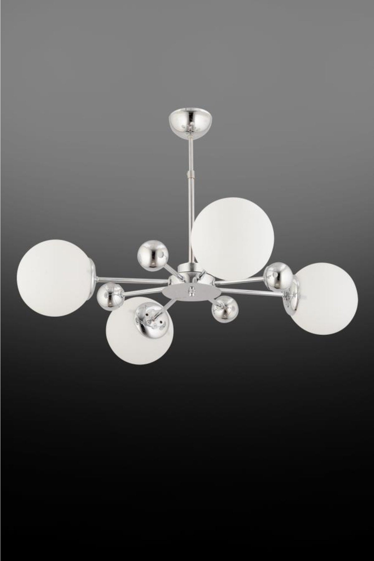 Nairobi 4-Piece Silver White Globe Glass Chandelier