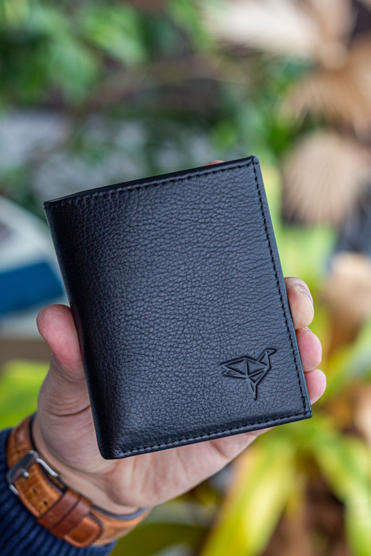 Genuine Leather Black Men'S Coin-Eyed Wallet Jcksn101