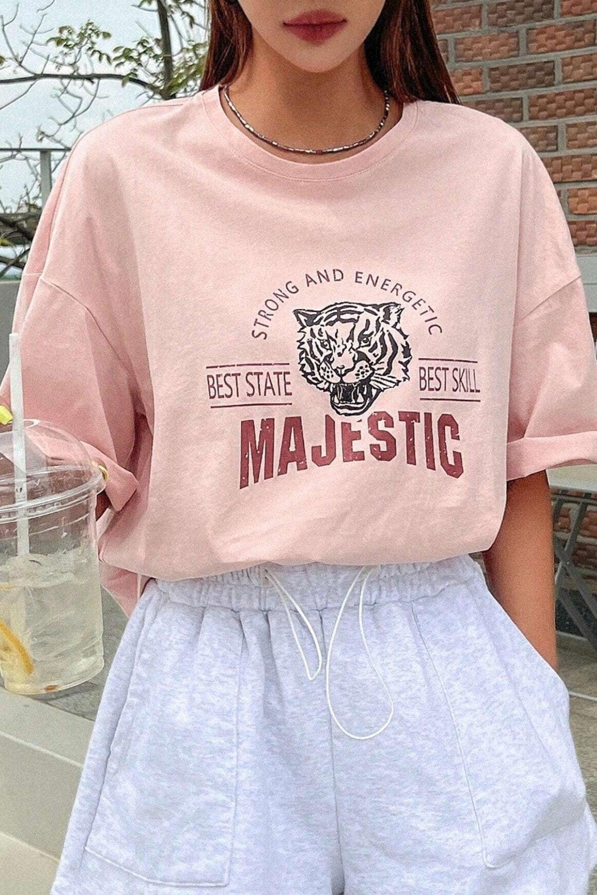 Women's Pink Majestic Printed Oversize T-shirt - Swordslife