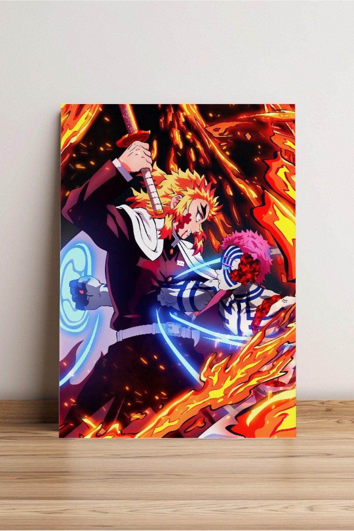 Demon Slayer Rengoku Akaza Anime Manga Poster - High Definition Hd Wall Poster - Swordslife