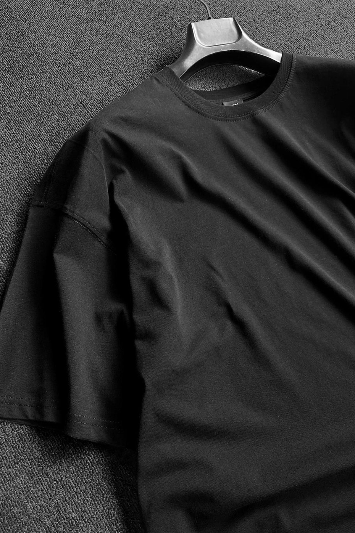 Men'S Black 2 Thread Basic Oversize T-Shirt