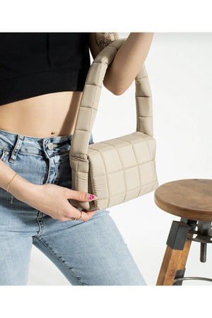 Puff Fabric Cross Shoulder Bag Baguette