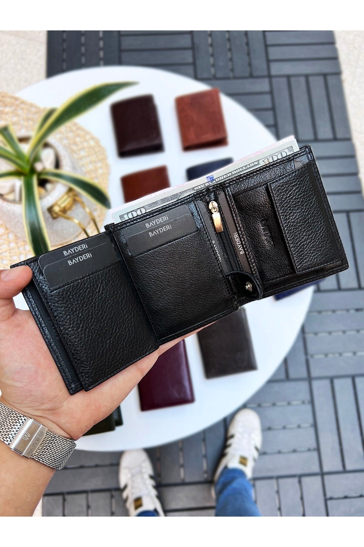 Luna Genuine Leather Handy Coin Holder Kibar Men'S Wallet Black