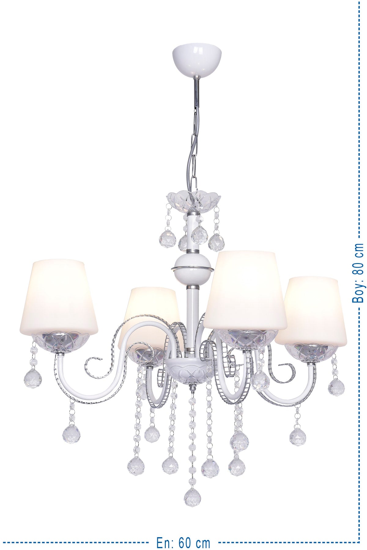 Berfin 4-Piece White Chrome Special Static Painted Stainless Stone Chandelier