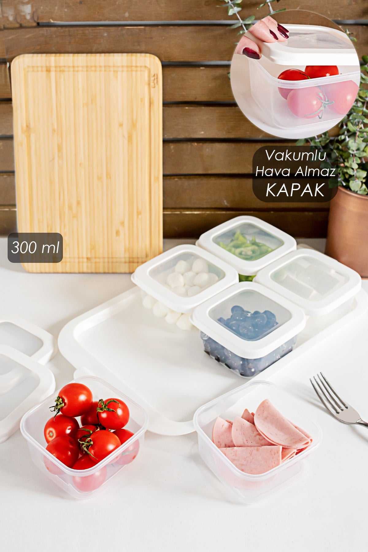 6-Piece Breakfast Storage Container with Tray Silicone Lid Storage Container with Lid Breakfast Set