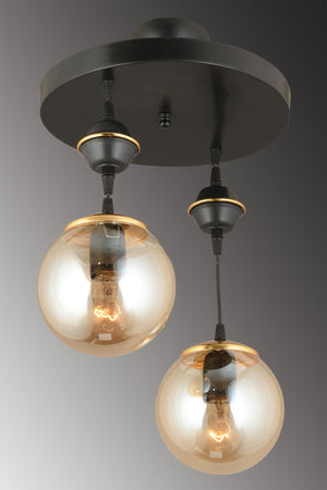 Pendant Lamp Tray Black 2-Piece Bal Glop Glass Downward Facing Luxury Chandelier