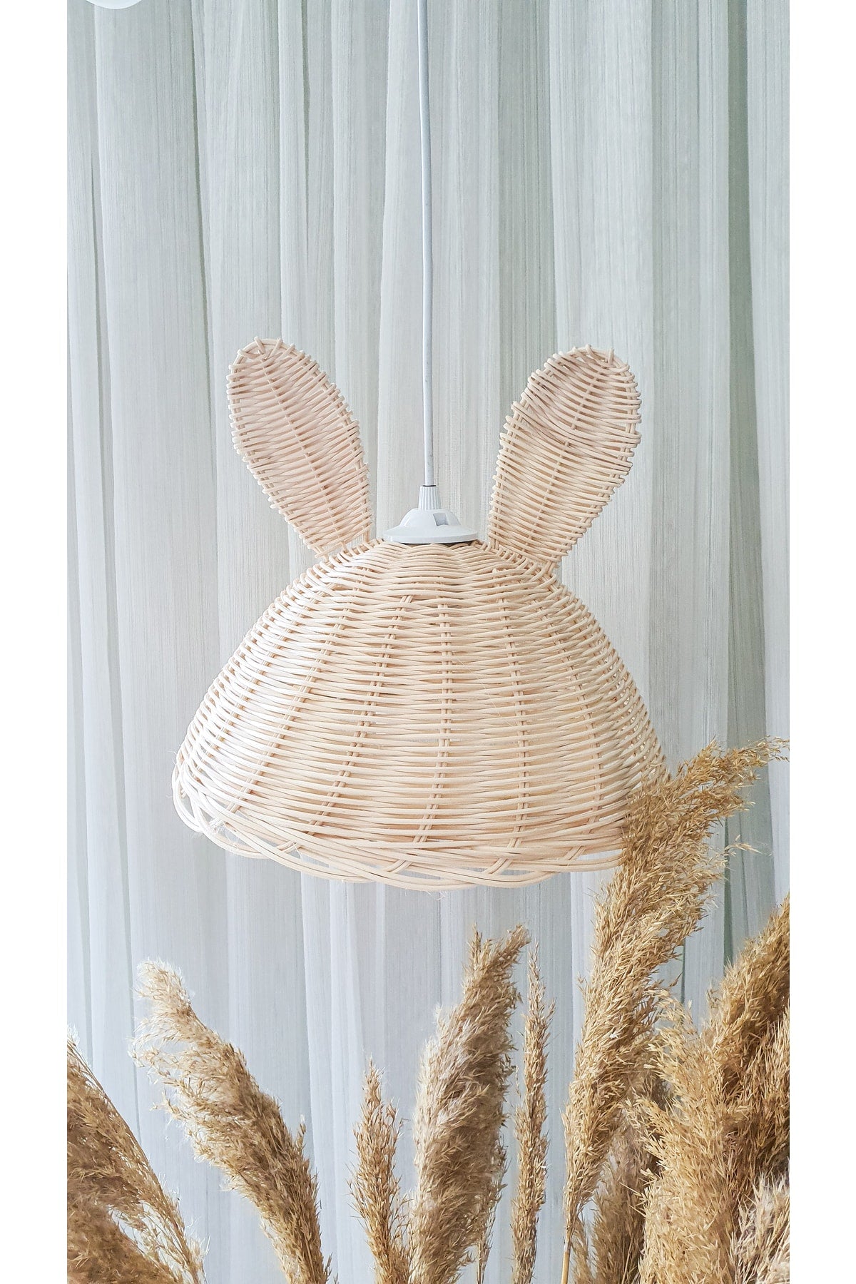 Rattan Bamboo Wicker Rabbit Ear Children's Room Chandelier