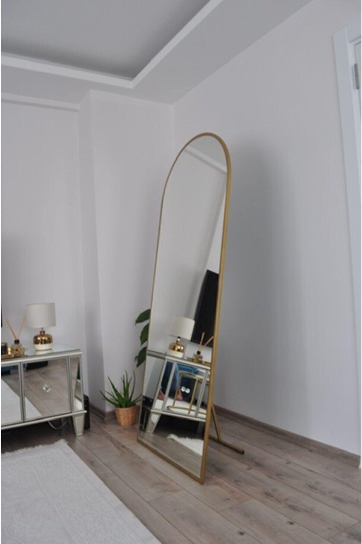 Gold Metal Framed Oval Footed Full Length Mirror 180 x 70 Cm - Swordslife