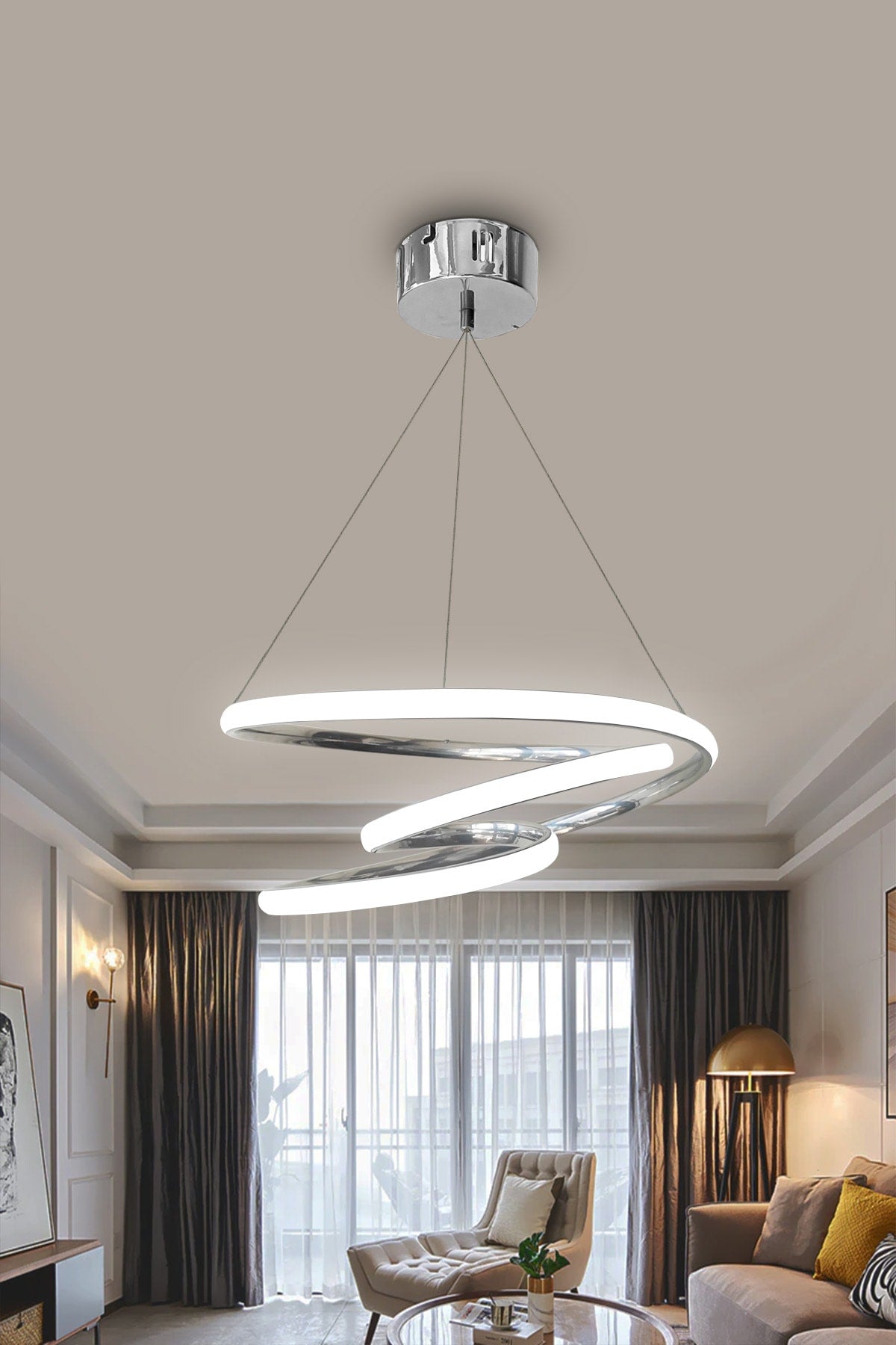 3 Color Controlled Dimmer Chrome Galaxy Led Chandelier
