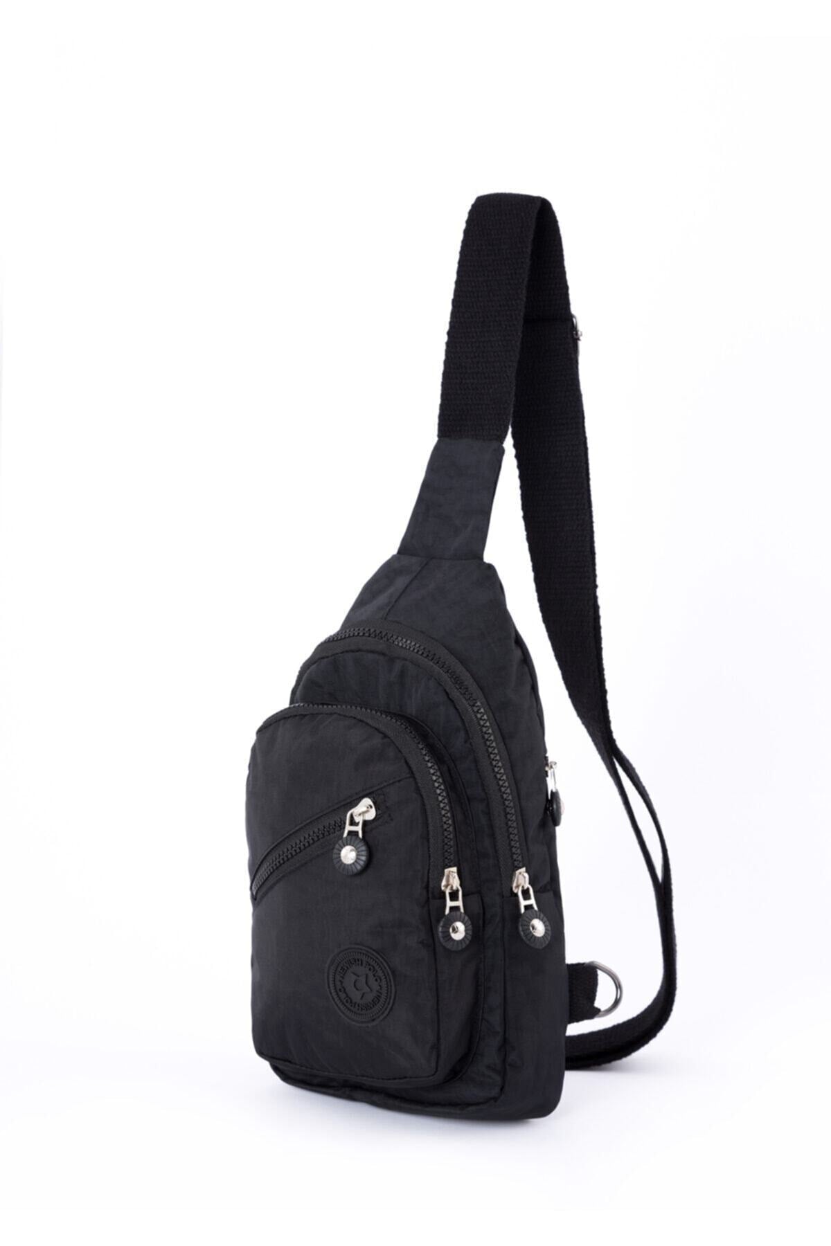 Women's Black Canvas Messenger Bag