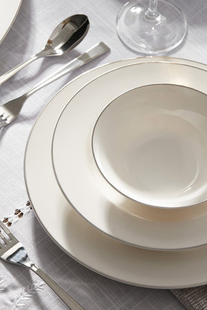 Lexi New Bone 56 Pieces Dinnerware Set For 12 People Platinum