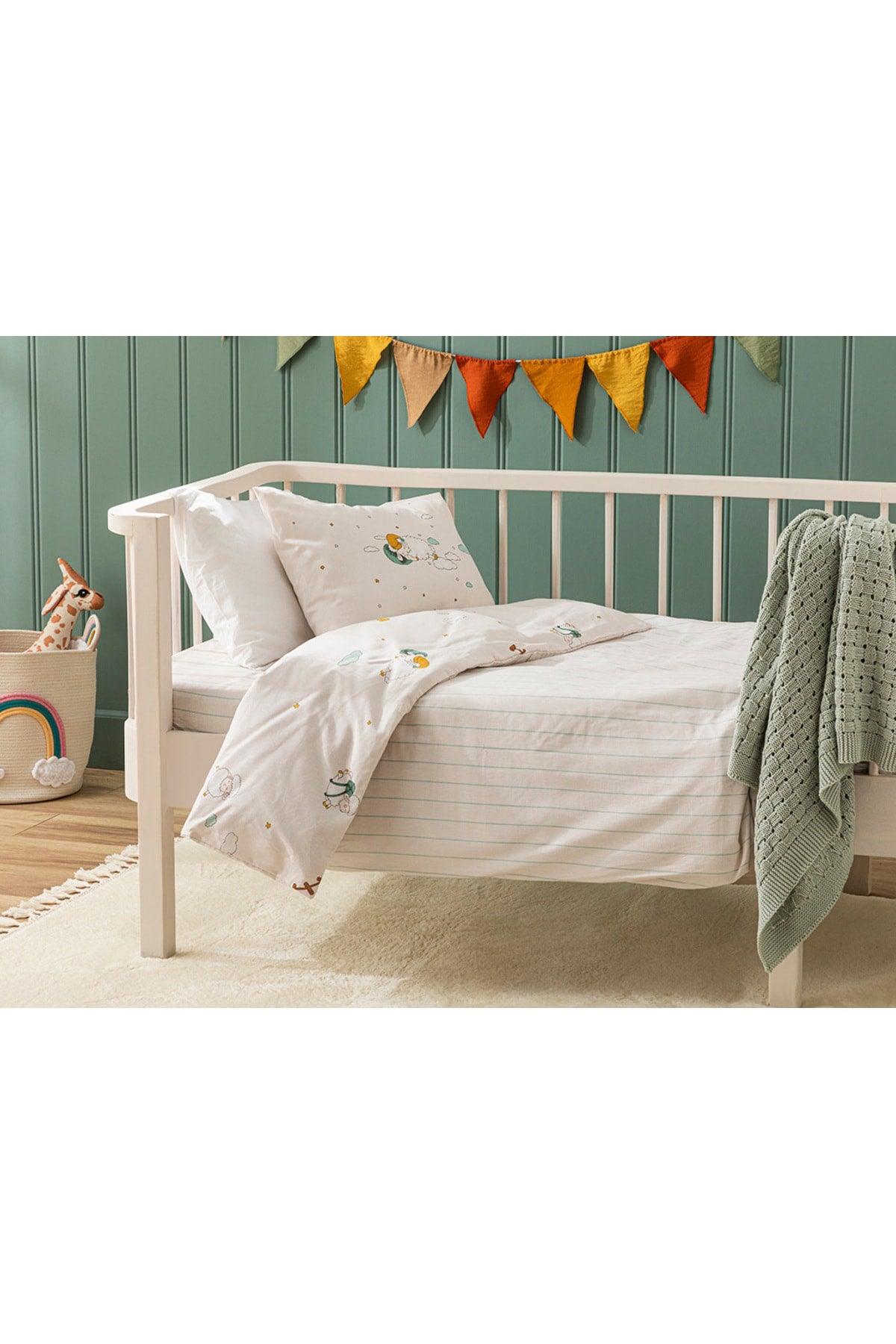 Lamb Cotton Unisex Baby Duvet Cover Set 100X150 Cm Beige