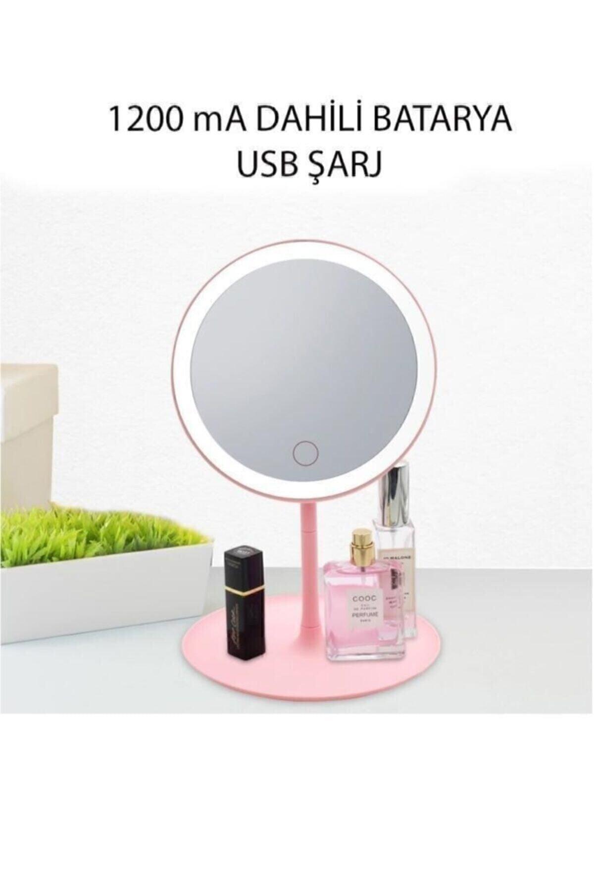 White Touch Led Lighted Usb Li Round Table Top Makeup Mirror - Swordslife