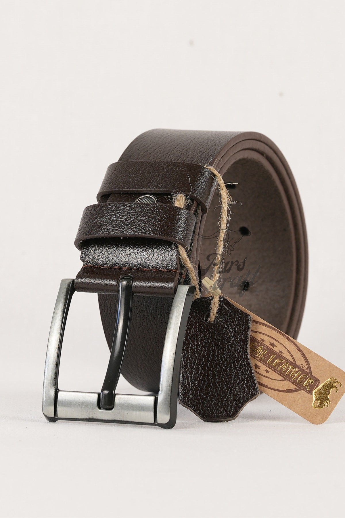 Genuine Buffalo Leather Men'S Belt 4.5 Cm Brown Jeans Sport Belt