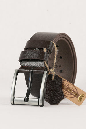 Genuine Buffalo Leather Men'S Belt 4.5 Cm Brown Jeans Sport Belt