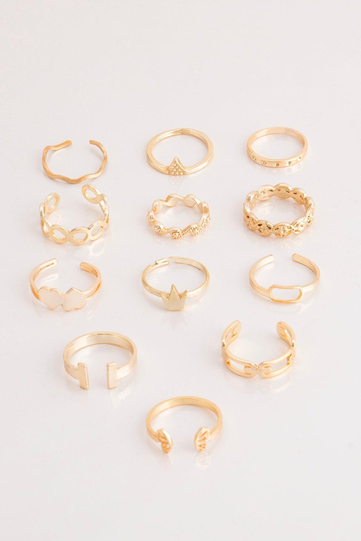 Butterfly And Heart Figured 12 Piece Adjustable And Joint Ring Combination Set 021 - Swordslife