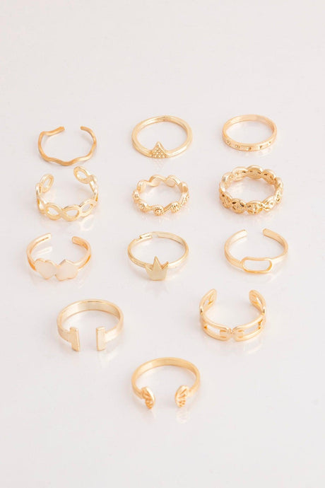 Butterfly And Heart Figured 12 Piece Adjustable And Joint Ring Combination Set 021 - Swordslife