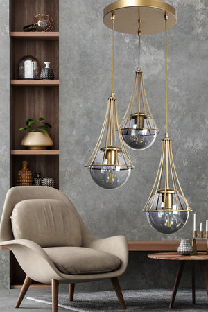 Lapis 3Rd Antique-Smoked Glop Glass Chandelier