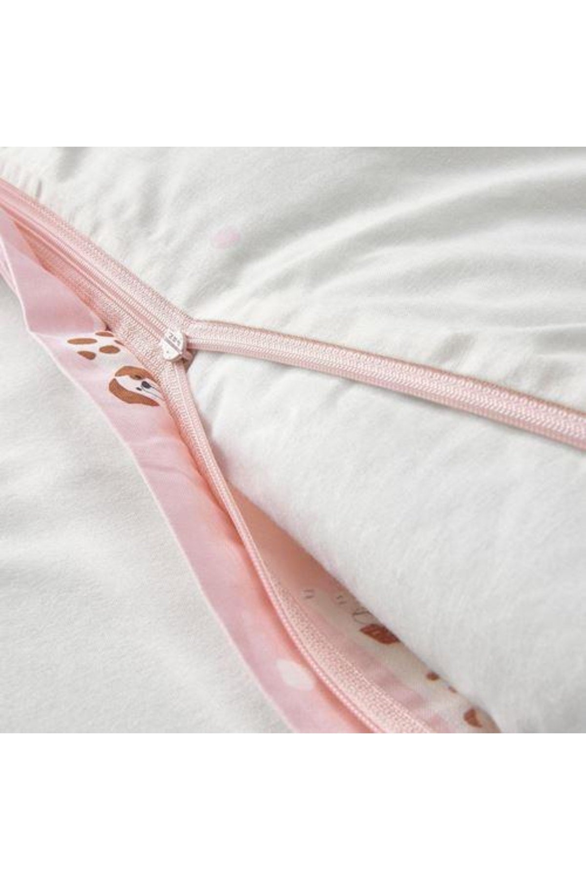 Double Sided Baby Duvet Cover Set Meridyendukkan Pink Color Dog Themed 110X125/35X55 Cm