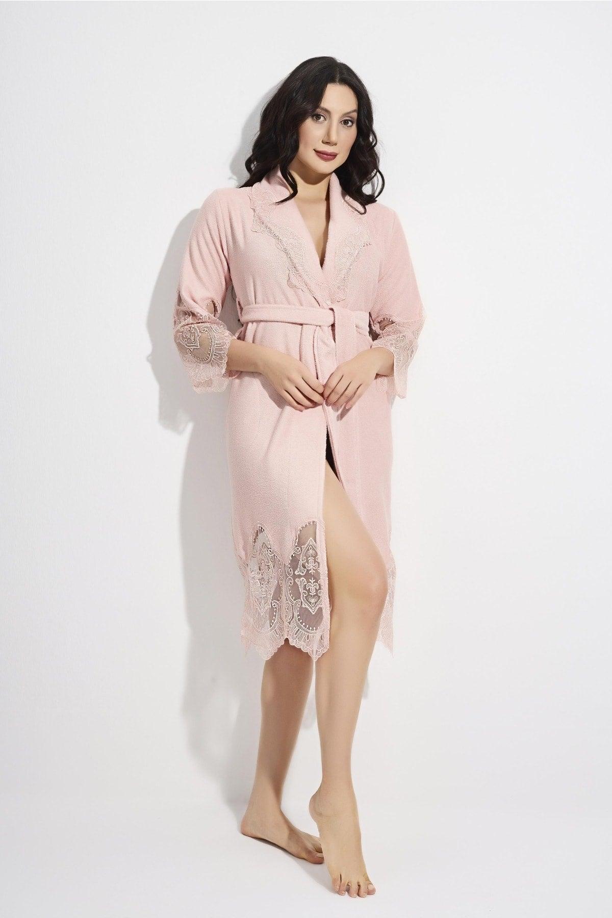 Lace Short Salyaka Curl Bamboo Cotton Bathrobe - Swordslife