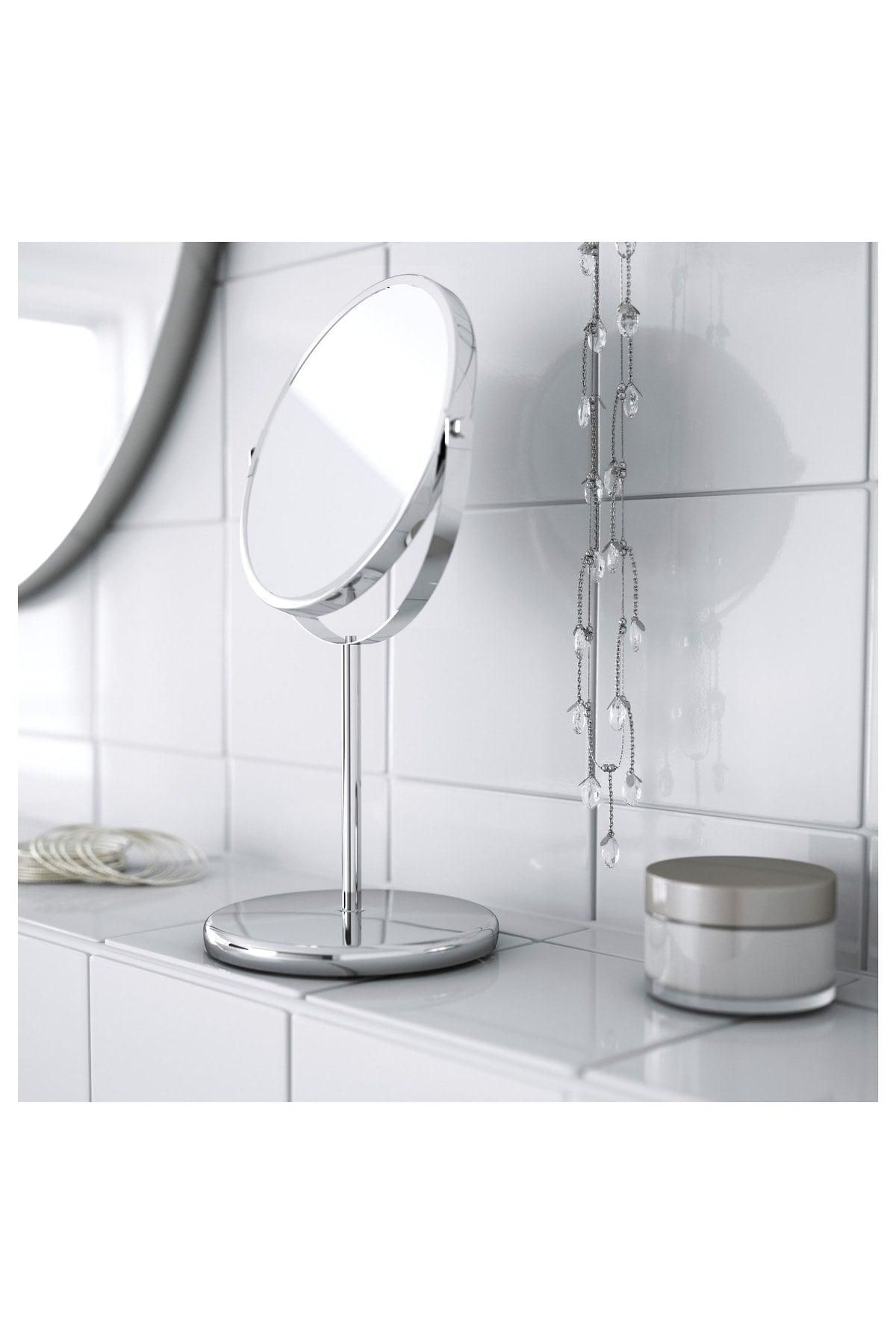 Magnifying Mirror Makeup Mirror Stainless Steel Mirror 17 Cm Diameter Double Side Enlarges One Side 3 Times - Swordslife