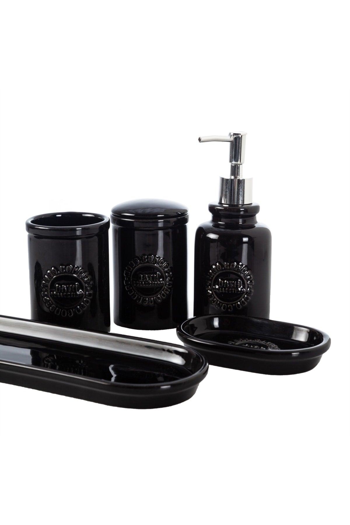 Box of 5 Bathroom Set Gloss Black - Swordslife