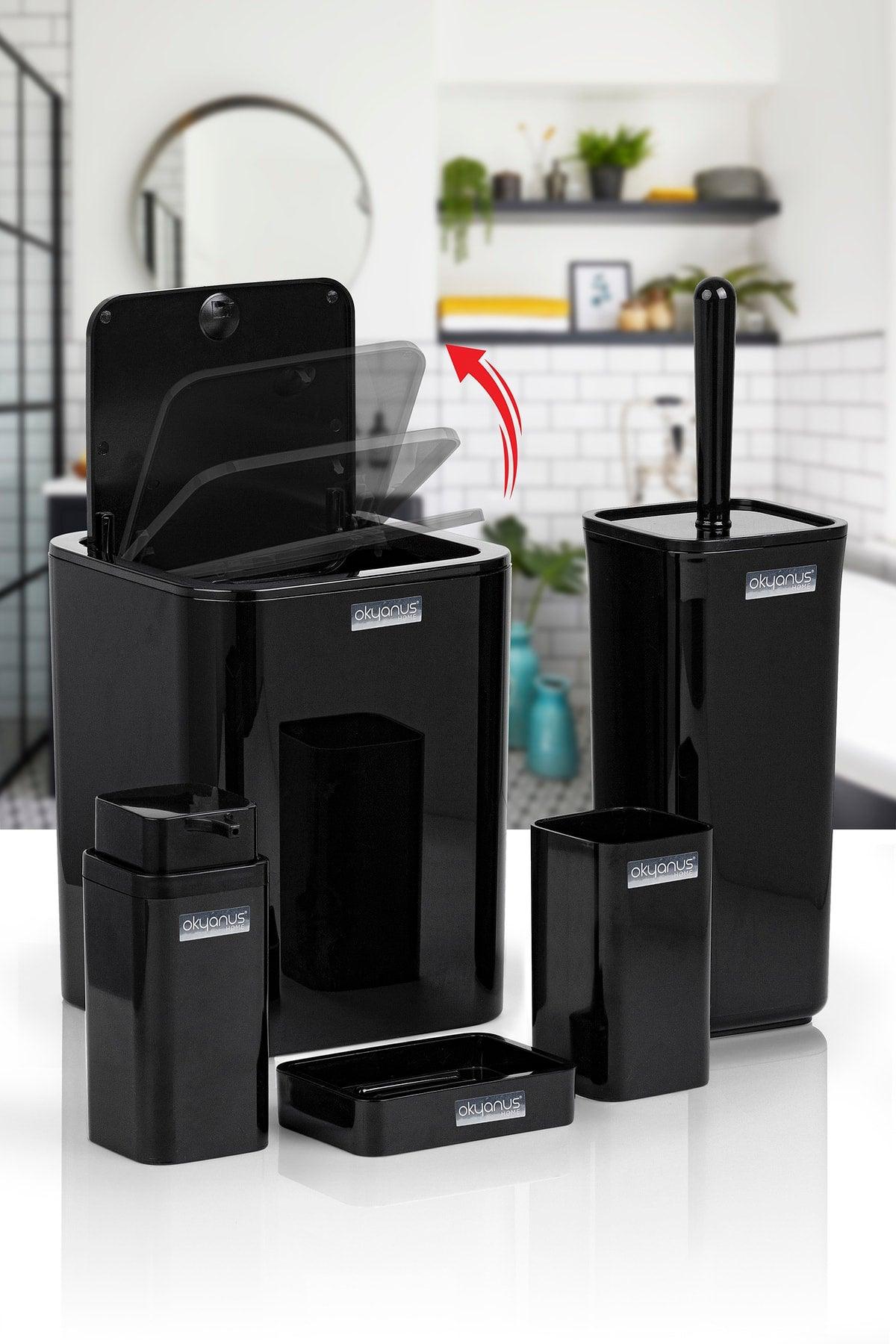 Black Square Bathroom Set of 5 - Swordslife