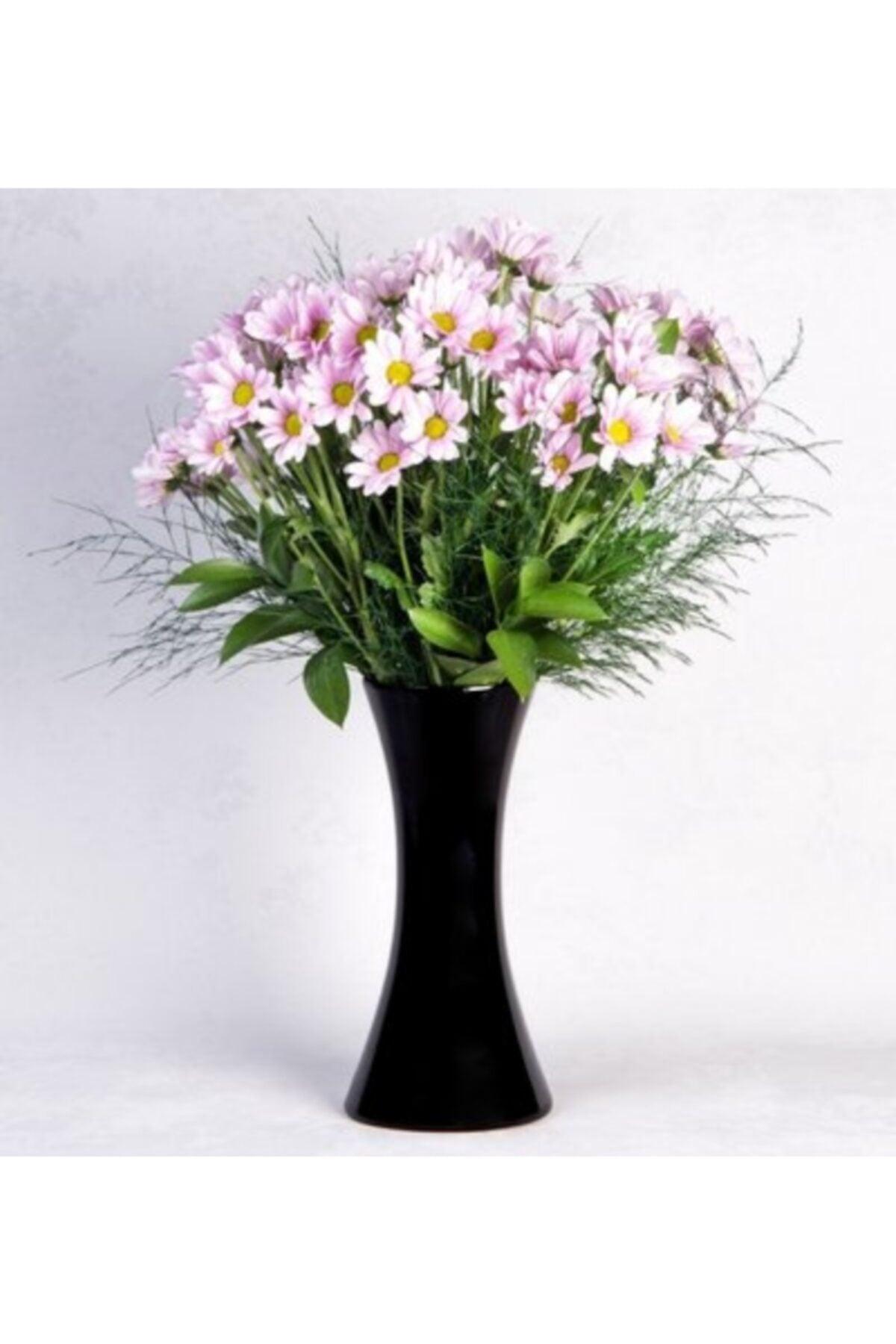 Decorative Glossy Black Pampas Glass Vase - Swordslife