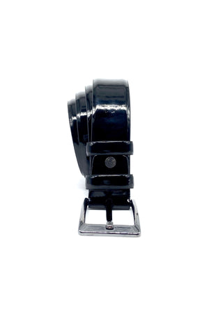 Men'S Black Classic Patterned Patent Leather Belt