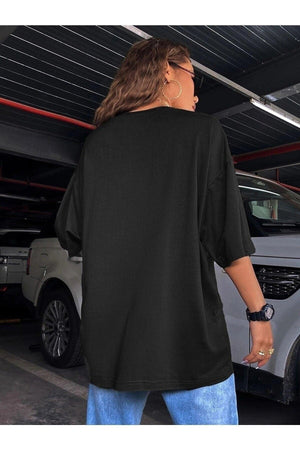 Women's Black Compeltition Printed Oversize T-shirt - Swordslife