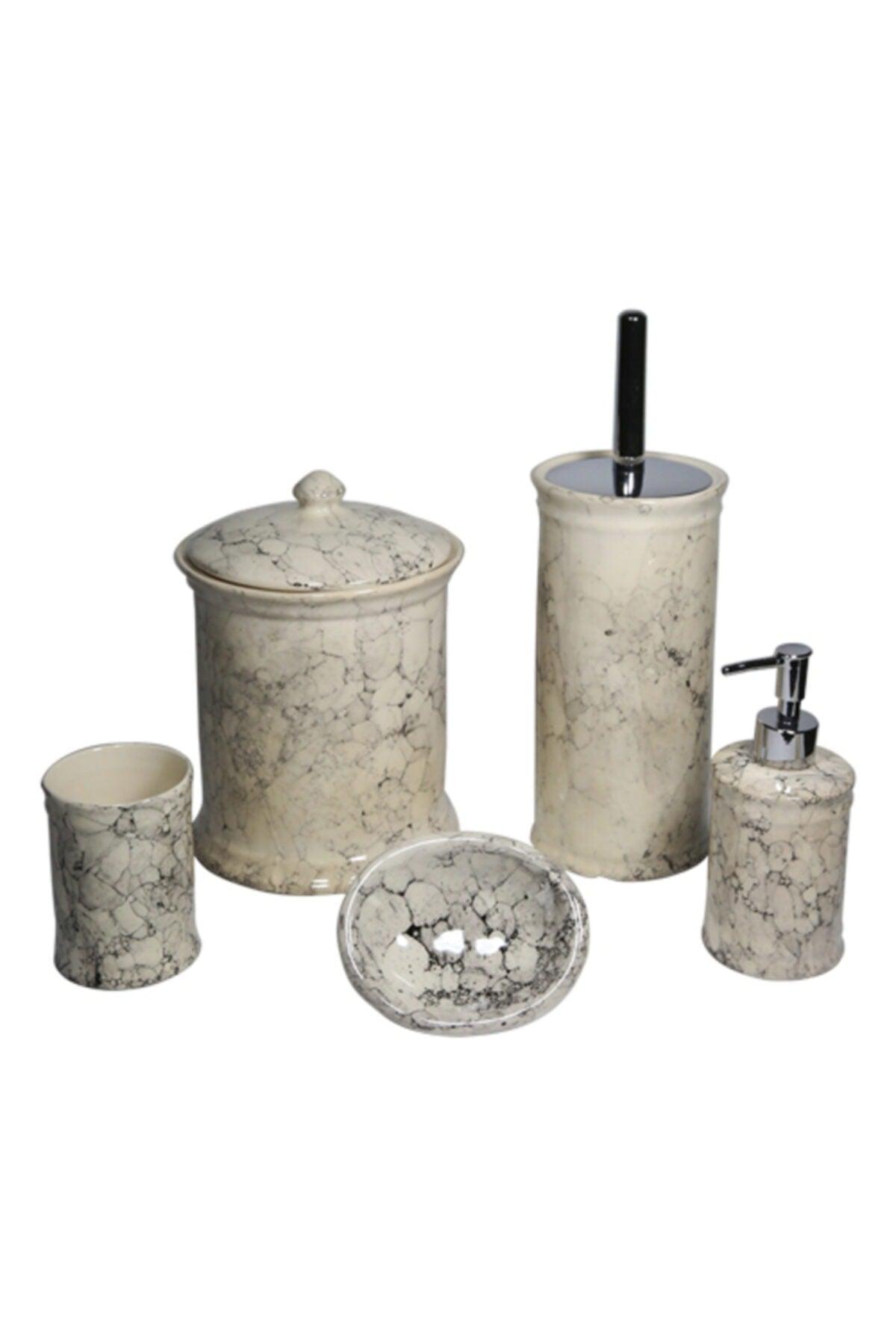 Collection Marble Patterned 5 Pcs Bathroom Set - Swordslife