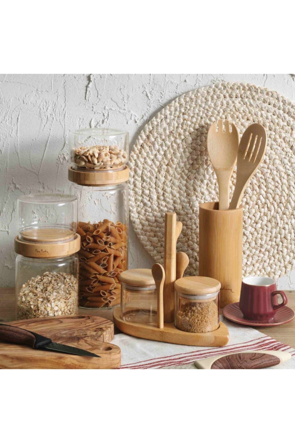 Soft Glass-Bamboo 3-Piece Storage Container