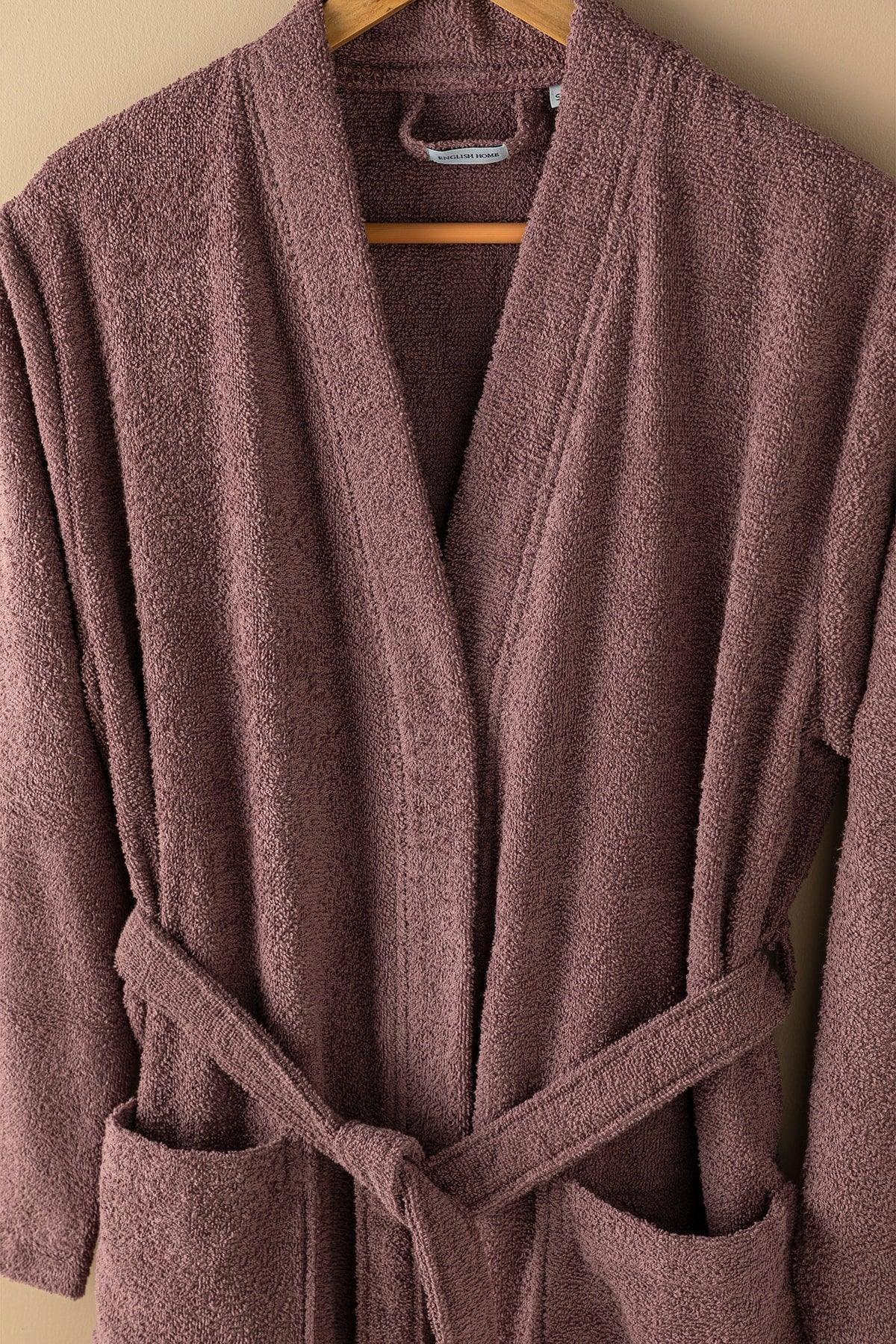 Plain Cotton Ladies Bathrobe Sm Dried Rose - Swordslife