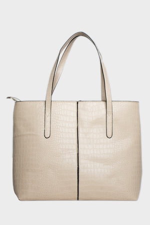 Women'S Crocodile Pattern 2-Sleeve Zippered Large Size Bag Shoulder Bag, Clutch Bag, Laptop Bag