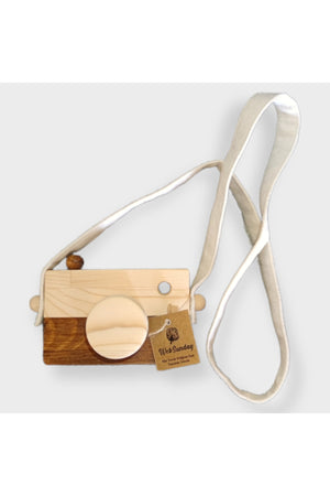 Wooden Waldorf Camera, Educational Baby Camera Toy 2 3 4 5 6 Years Boys Girls-Brown