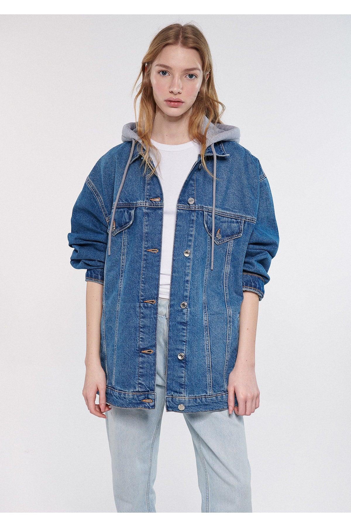 Lexa Hooded Indigo Jean Jacket Oversize / Wide Cut 110641-35265 - Swordslife